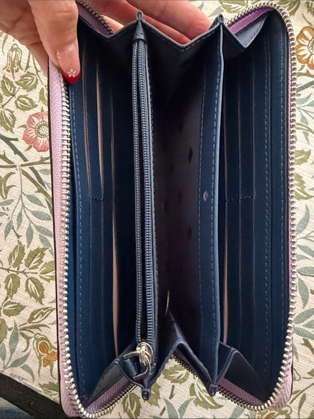 kate spade Pink and Navy Zip-Around Continental Wallet